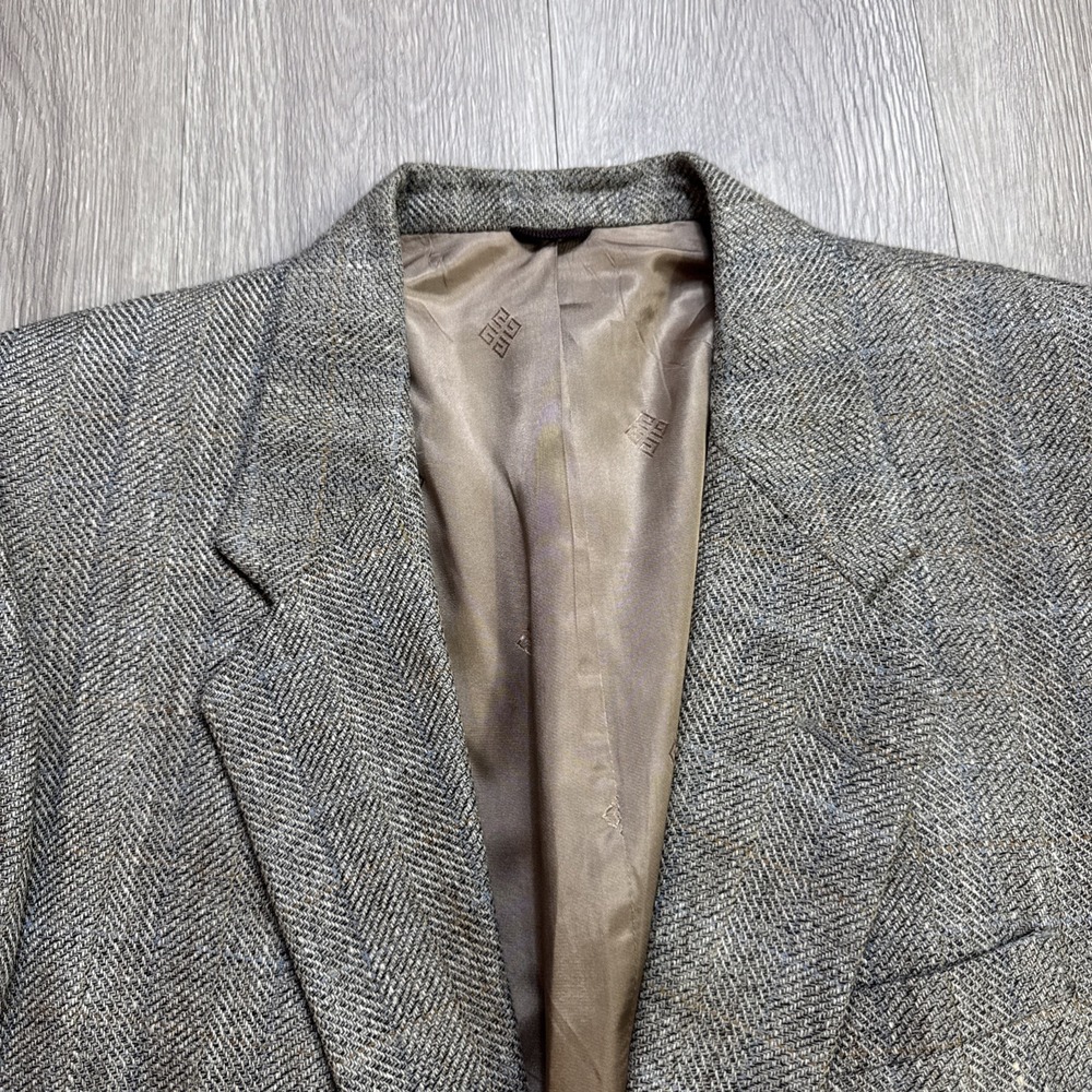 Vintage 1980's Givenchy Gentleman Blazer Jacket Windowpane Tapestry‎ Woven 42R